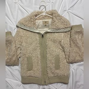 Super Cute Zip Up Cowl Neck Sweater thick and lined Size Small